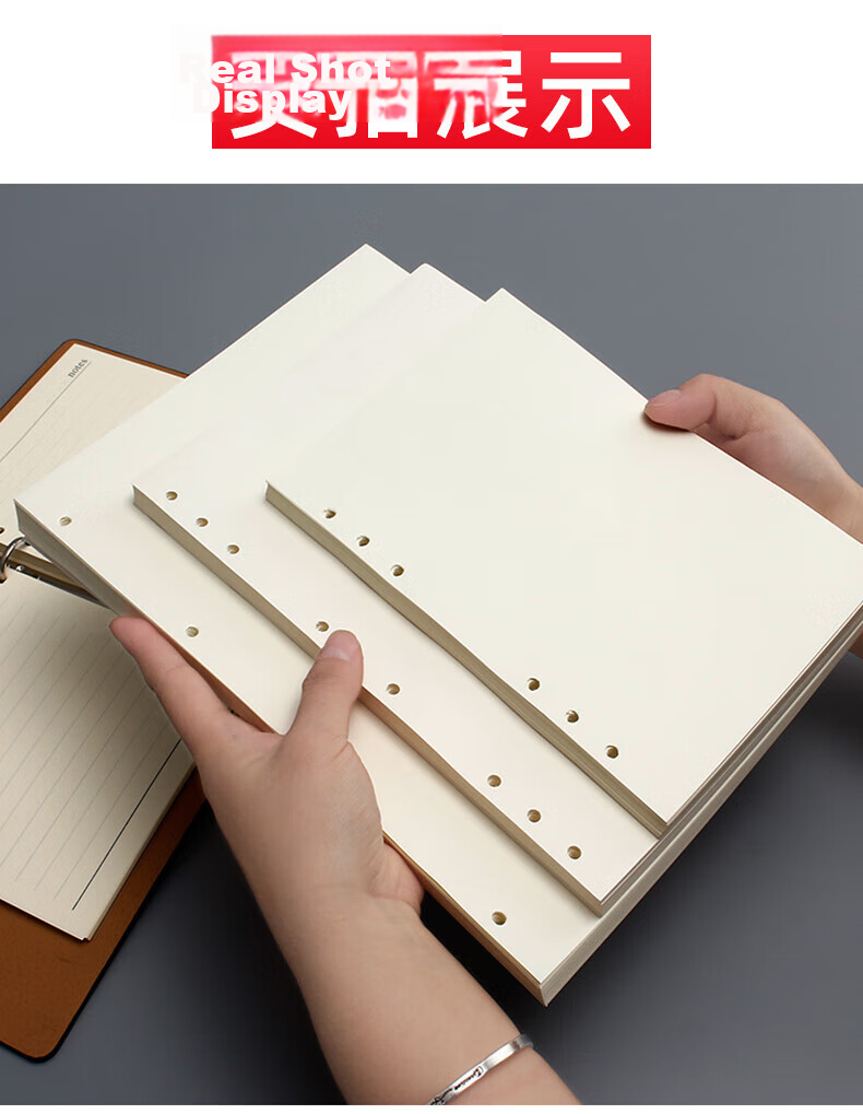 Xuchen Stationery A5 Loose Leaf Paper 6-Hole 100gsm 80 Sheets/160 Pages Refill Notebook Inner Pages Lined Thickened Replacement Core Memo Book 1 Pack Customizable 6