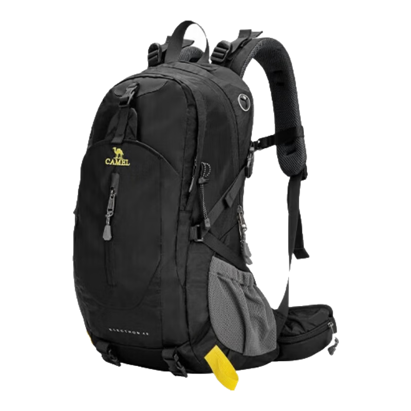 CAMEL Hiking Backpack Outdoor Travel Backpack Mountaineering Double Shoulder Bag Hiking Backpack 2S04001A Classic Black
