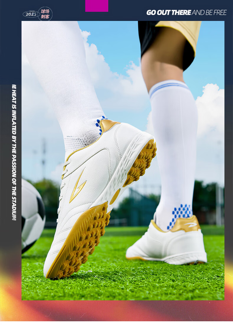 Delhui Football Shoes TF Turf Studs Unisex Youth Adult Non-Slip Wear-Resistant Soccer Cleats White Black Size 38 5