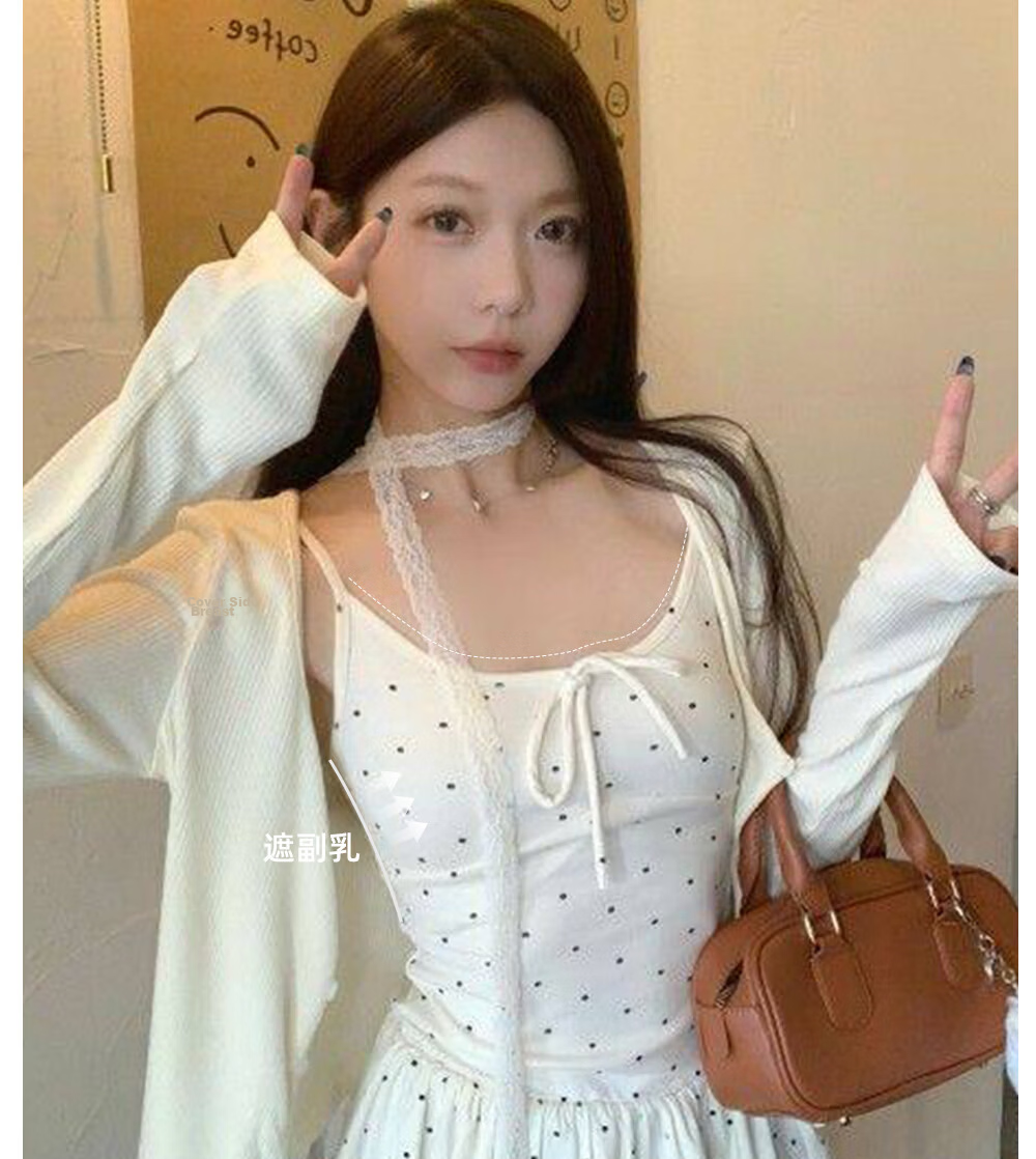Modal Polka Dot Camisole with Chest Pad, Lace Ruffle Trim, Waist Slimming, Sweet Style, Layered and Outerwear Tank Top for Women 9