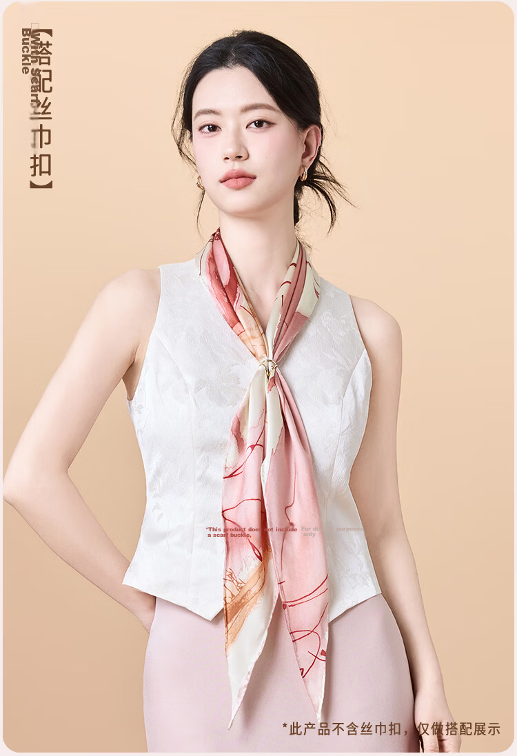 JIUMU 100% Mulberry Silk Scarf, Diamond-Shaped Shawl, Gift for Teachers And Mothers, Birthday Present, Gift Box Packaging 9