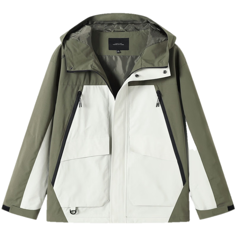 TonLion 2026 Summer New Menâs Colorblock Hooded Jacket Casual Loose Youth Top Stylish Cool Trend