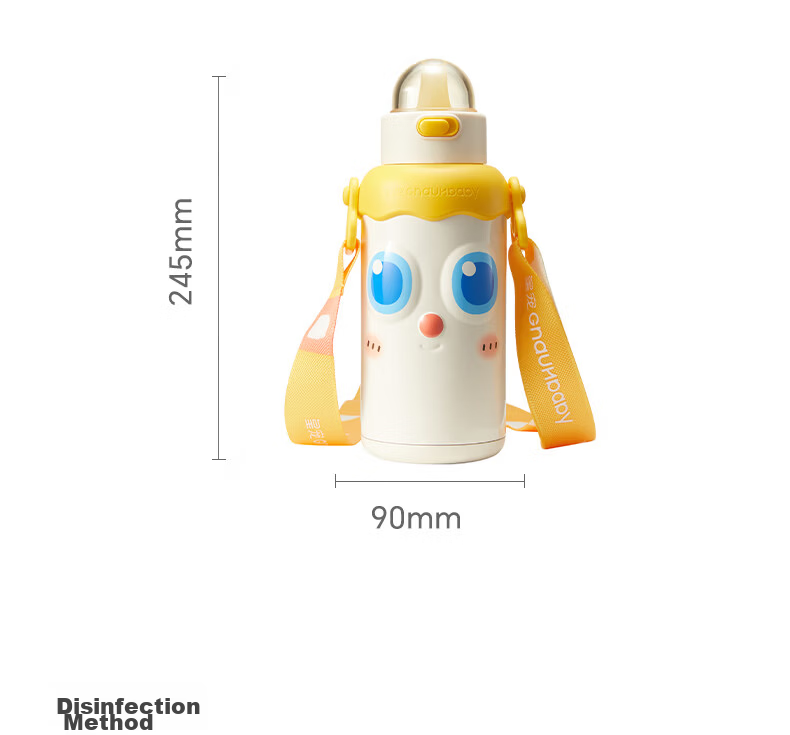 Huang Chong Infant Thermos Cup 330ml Baby Water Bottle with Soft Spout and Straw Anti-Choking Training Cup for 6+ Months 39