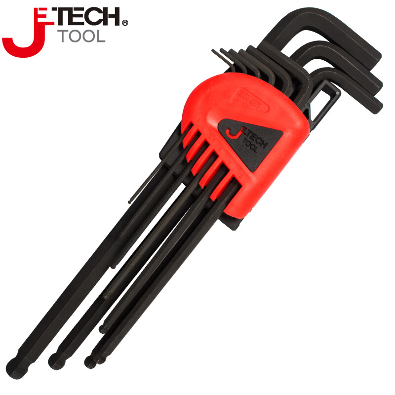 JETECH Blackened Extra Long Ball End Hex Key Wrench Set 9-Piece BL-B9 Household Repair Tool Kit