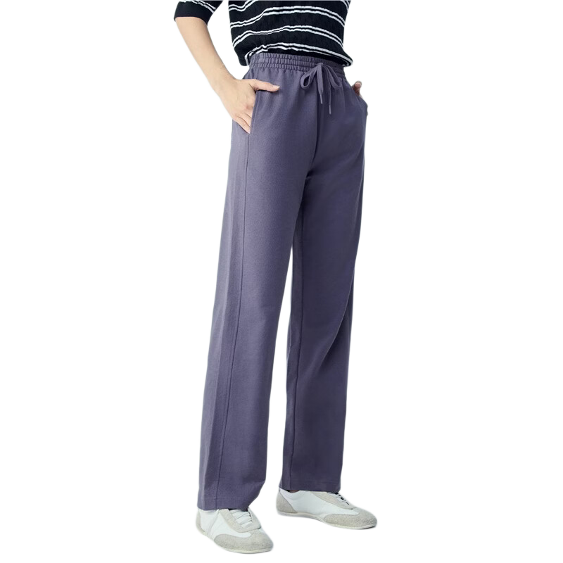 Giordano Women's Pants 2026 Summer New Pure Cotton Spliced Drawstring Elastic Waist Knit Sweatpants 13416244