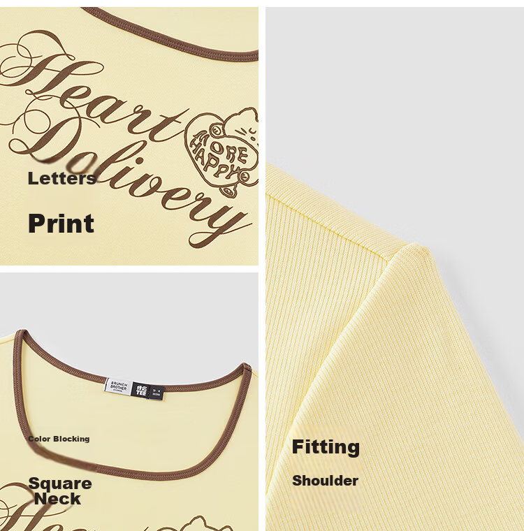 Semir BRUNCH BROTHER Collaboration Women's Summer Short Sleeve Crop Top Square Neck 2026 Shirt 109326100038 11