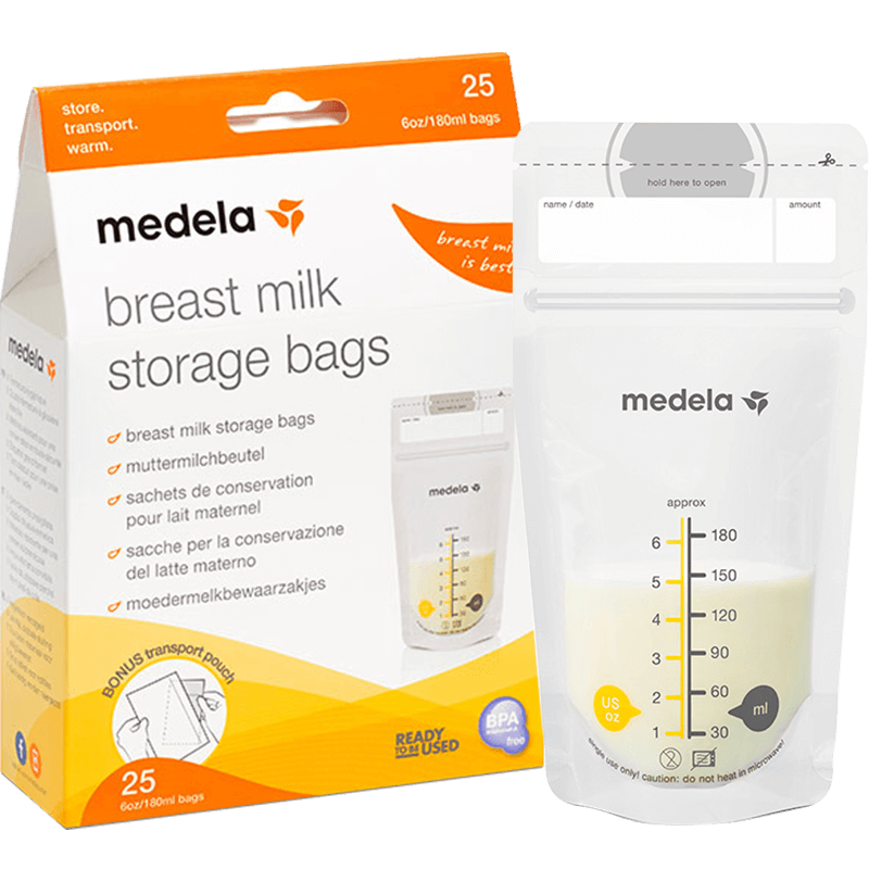 Medela Breast Milk Storage Bags, Disposable Milk Preservation Bags, 180ml*25 Pieces/box