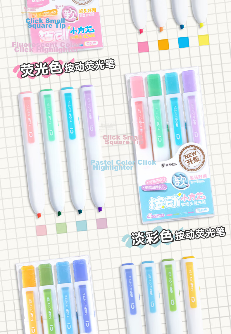 M&G Stationery Benwei 5-Color Retractable Highlighter with Large Angle Clip Exam Review Key Marker Pastel Sea Salt Journal Pen AHM27305 3