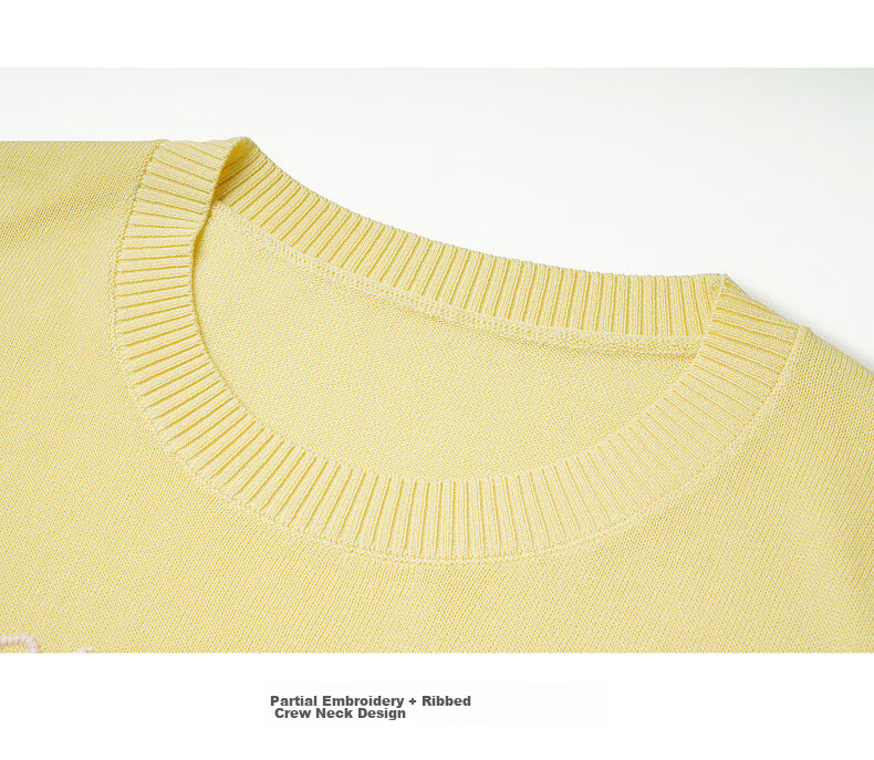 Olrain Summer New Short 3D Letter Embroidered Crew Neck Short Sleeve Knit Top for Women Yellow S 16