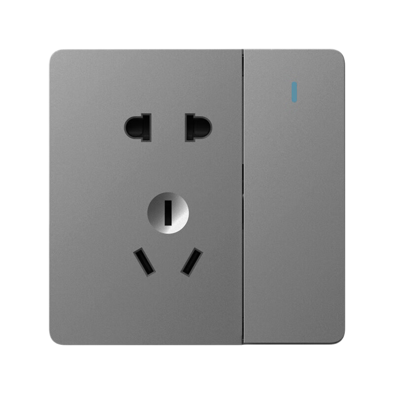 CHNT Switch Socket Wall Panel, Household 86-Type Panel, Single Switch Double Control Switch, Five-Hole Socket, NEW6C Phantom Silver Gray