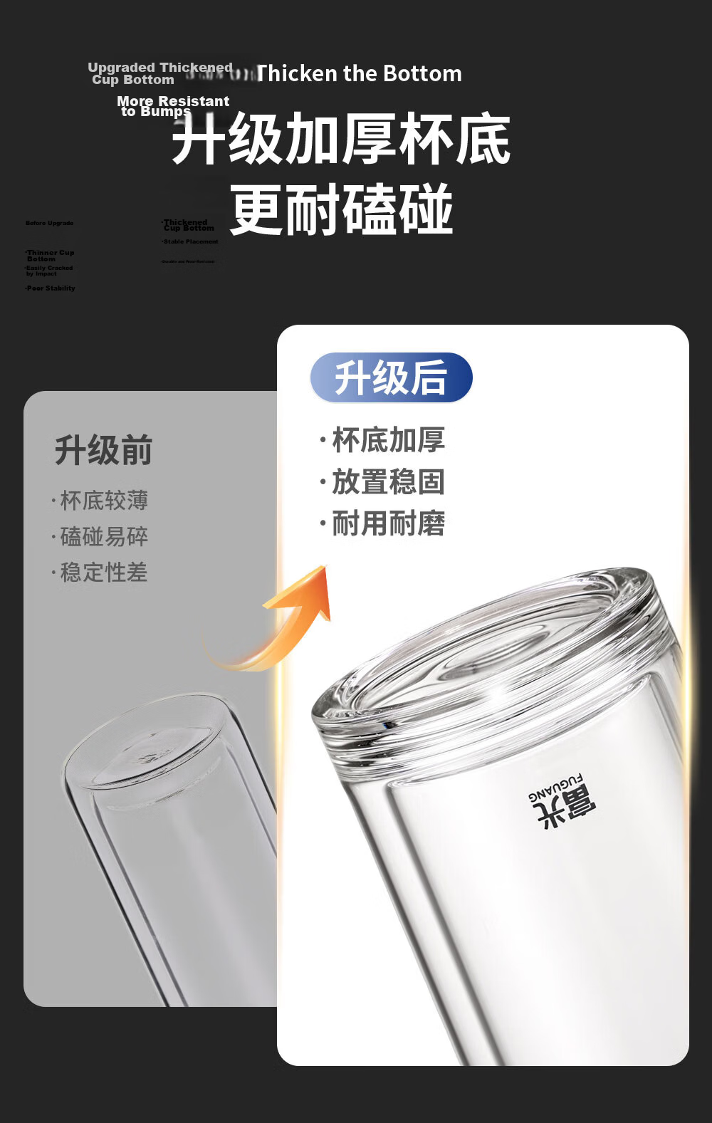 Fuguang Glass Tea Separation Brewing Cup Large Capacity Men's High Borosilicate Double Layer Glass Water Cup Father's Day Gift 11