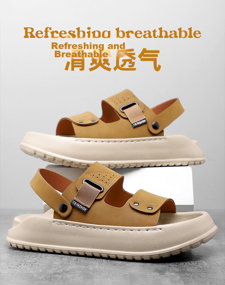 MEXICAN Spring Summer New Men's Sandals Beach Shoes Two-Way Slippers Breathable Dark Green Size 40 10