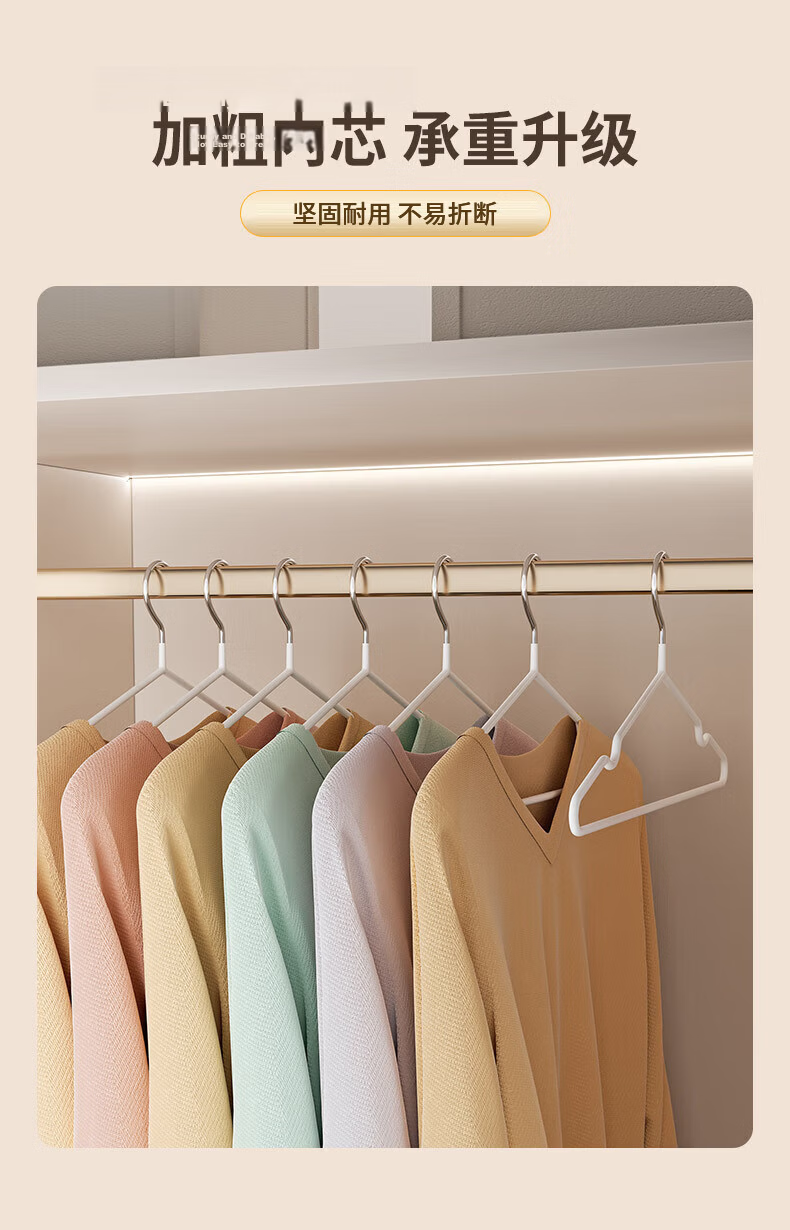 Mengtin Non-Slip Dipped Plastic Coat Hangers for Adults, Student Dormitory Clothes Hangers, 10 White Pieces 4