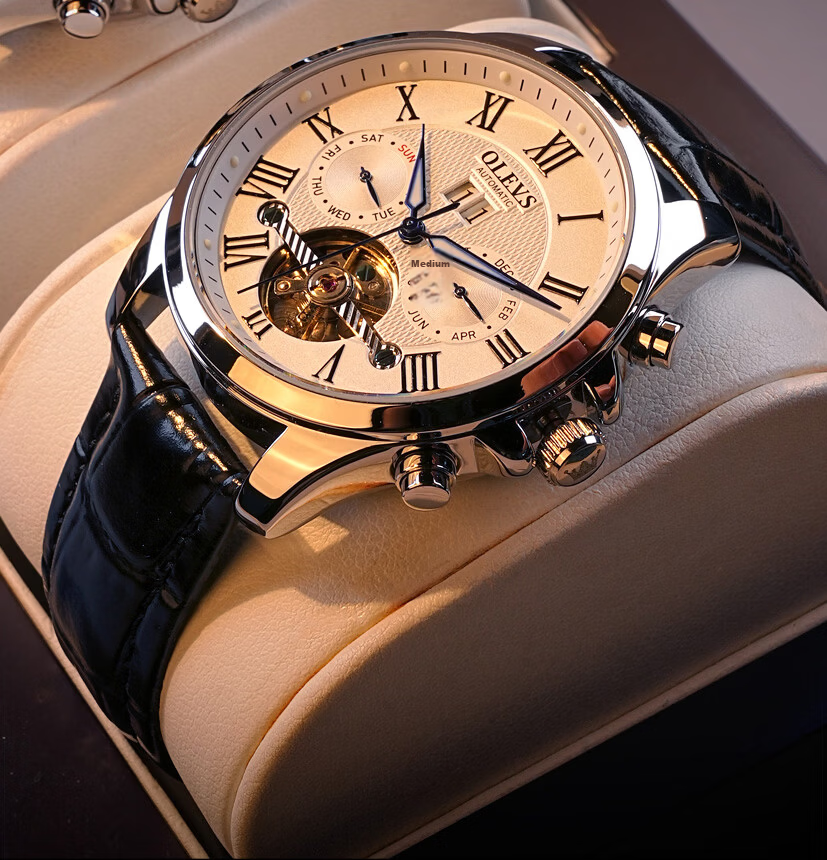 OLEVS Swiss Certified Men's Fully Automatic Mechanical Watch, Men's Luxury Timepiece, 2026 New Skeleton Design Men's Watch, Top Ten Brand 25