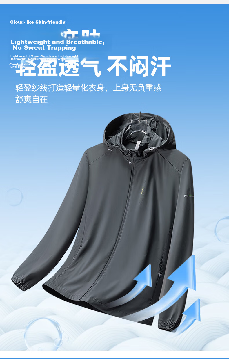 ROMON Men's Sunscreen Jacket Ice Silk Cooling Detachable Hood Lightweight Breathable Outdoor Casual Coat 5088A 3