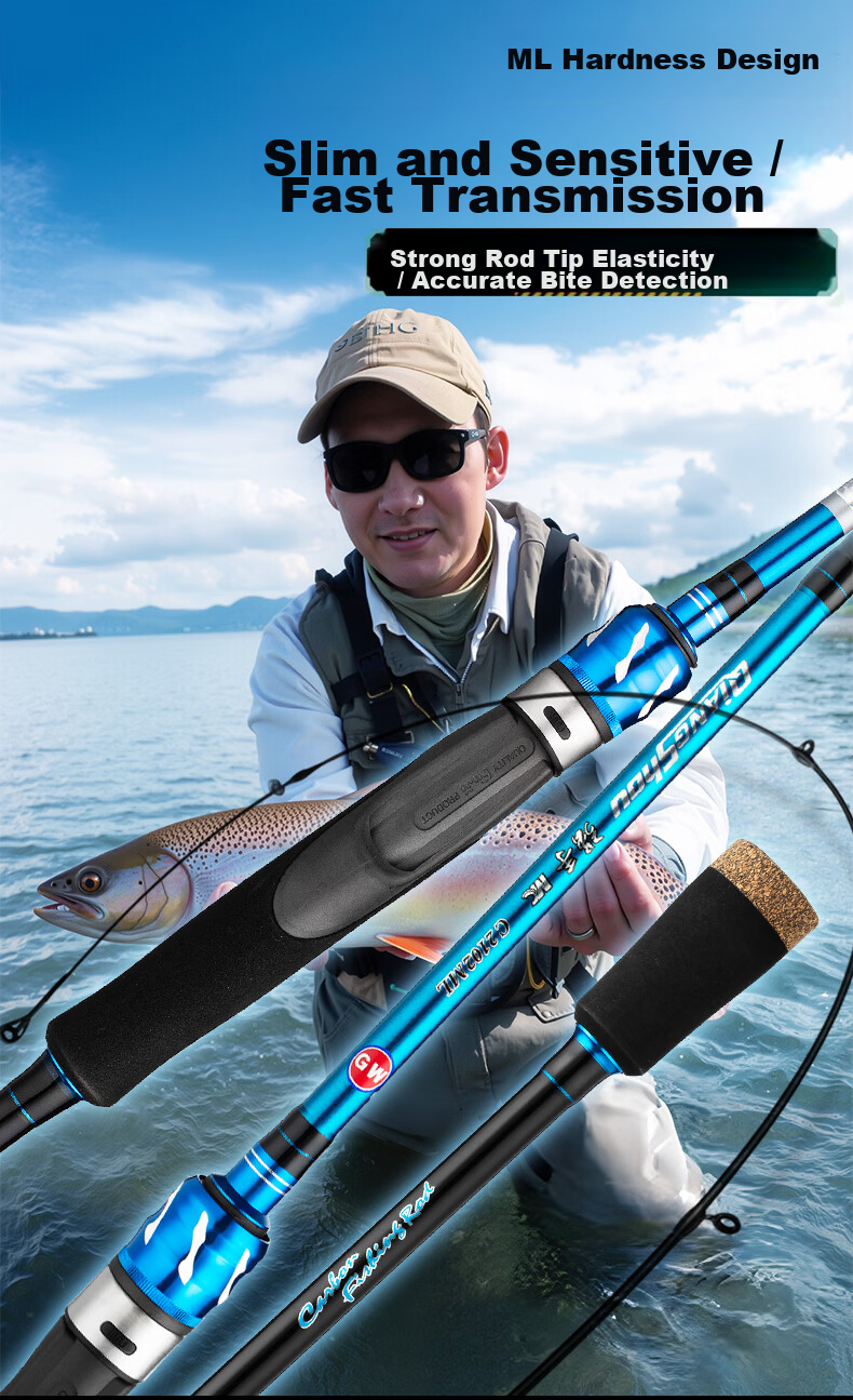 GW 2.1m Flash General Straight Handle Spinning Reel Lure Rod Set ML Medium Light Versatile Lure Fishing Rod Smooth Fishing Rod Tackle 1