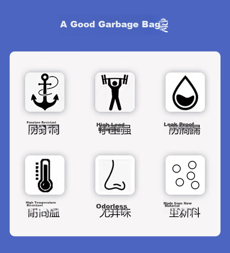Lide Black Flat Garbage Bags 100x110cm 50pcs Double 3-Layer Thickened Commercial Property Use Tear-Resistant Large Plastic Bags Roll 3