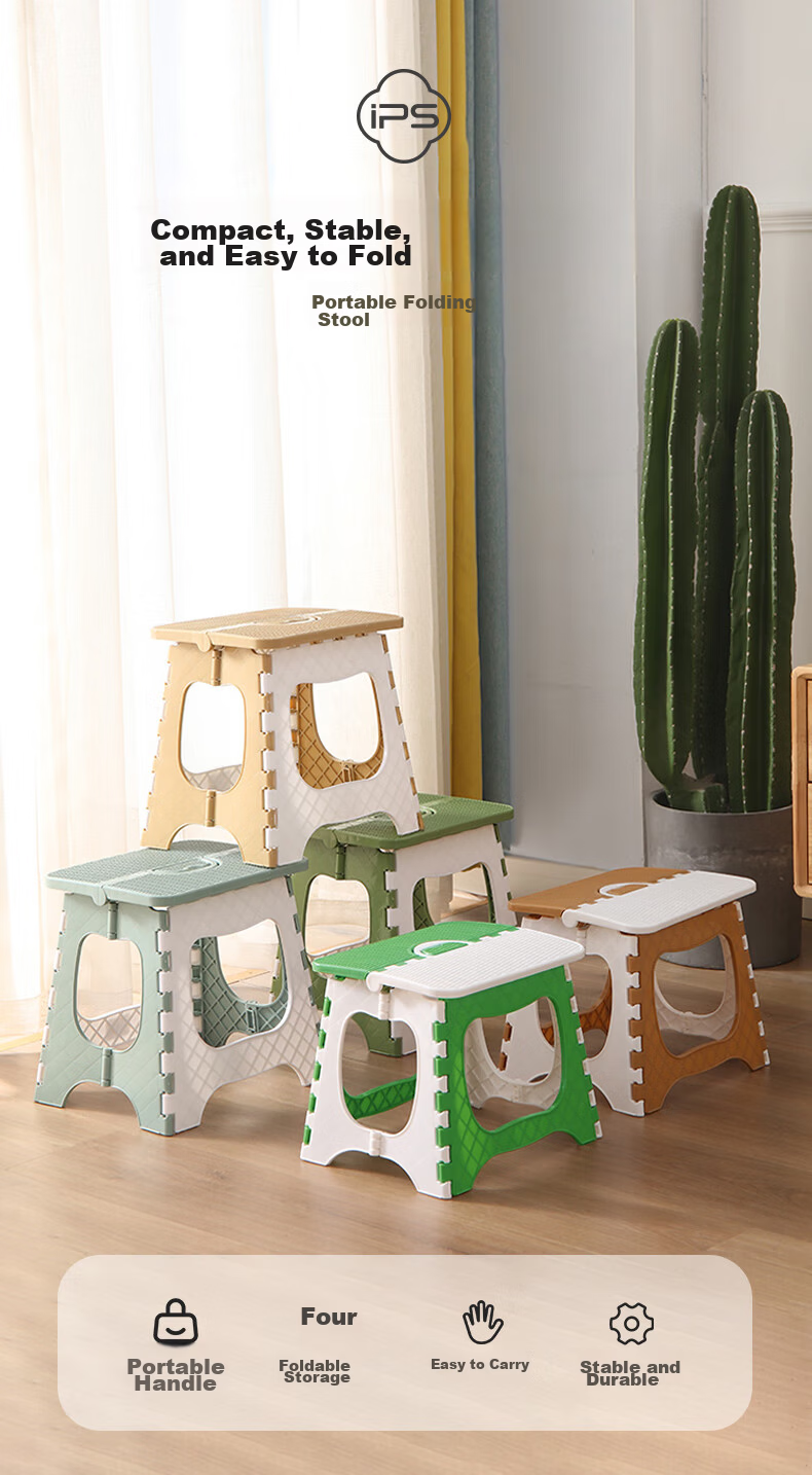 Baoshi Portable Folding Stool Children's Home Small Stool Shoe Changing Plastic Stool Camping Folding Chair Adult Low Stool 1