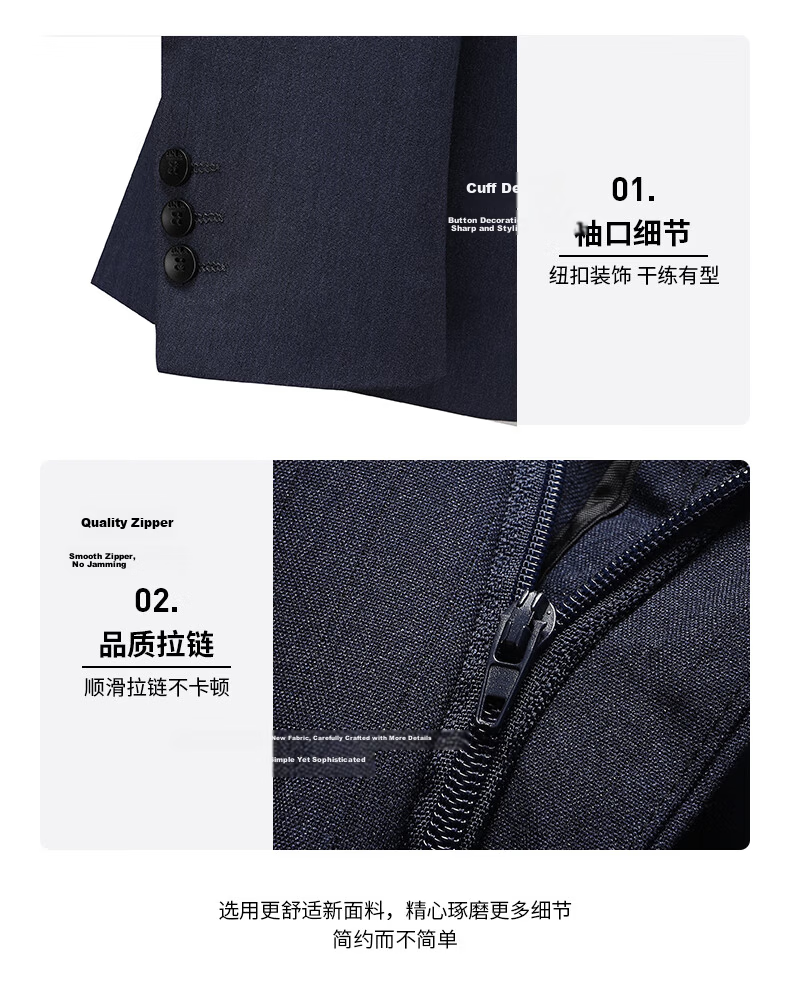 Shanshan [Anti-Wrinkle & Stylish] Men's Slim Fit Business Casual Workwear Suit Groom Wedding Tuxedo 5