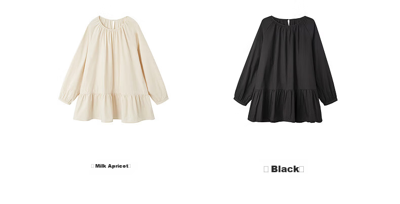 Demana [Pure Cotton Poplin] Spring Elegant Round Neck Mid-Length Doll Shirt Loose Small Size Blouse for Women 29
