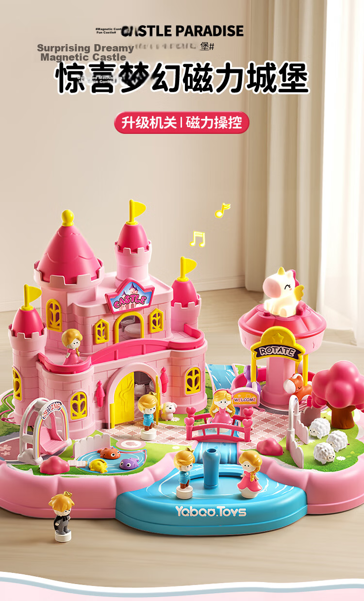 AoZhiJia Children's Toy Magnetic Castle Princess House Doll Pretend Play Birthday Gift for Girls Ages 3-6 2