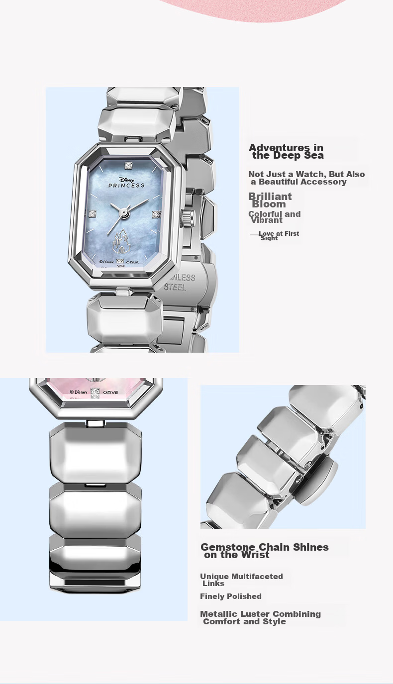 Disney Sugar Cube Series Women's Watch Cool Ice Candy Summer Niche Elegant Small Silver Dial Gift for Girlfriend 8