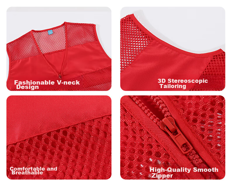 Huipute Custom Vest Workwear Summer Thin Breathable Logistics Quick Delivery Custom Logo Mesh Vest [With JD Logistics Pattern] Red Vest 180/XXL 9