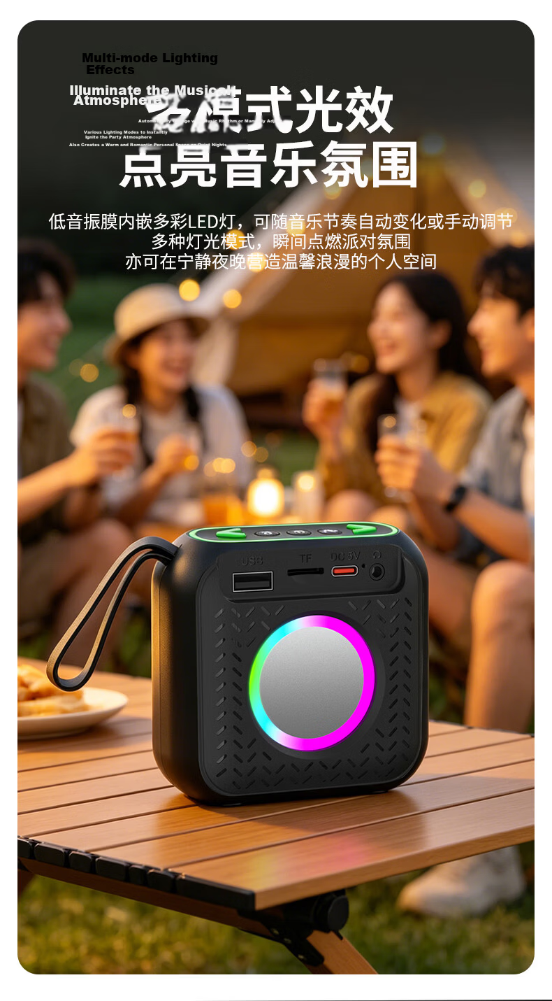 Jinzheng JZ33 New Wireless Bluetooth Speaker Portable Small Outdoor High-Quality Music Player with TF Card and USB Support Large Volume Home Square Dance Bass Subwoofer 15
