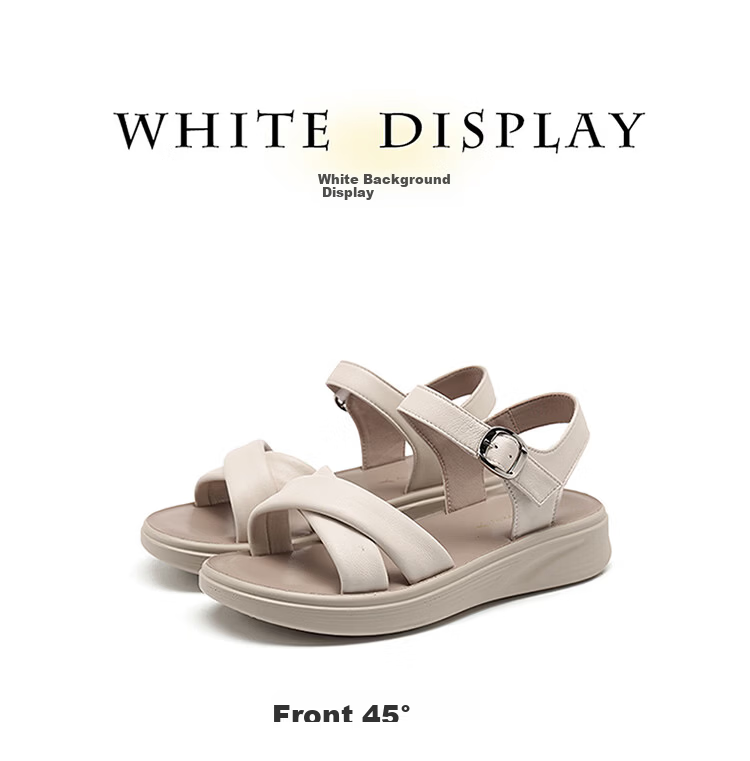 Red Dragonfly Women's Sandals Soft Sole Comfortable Beach Shoes Thick Sole Lightweight Middle-aged and Elderly Flat Mom Shoes WTK264821 Off-white 37 12