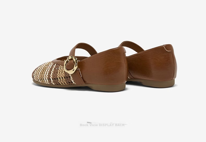 BASTO Woven Mary Jane Ballet Flats Women Low Heel Shallow Single Shoes F1059BQ6 17