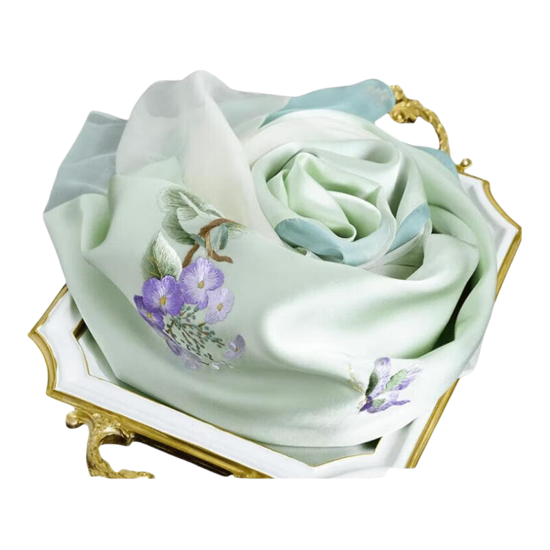 Hangsifu Handmade Suzhou Embroidery Silk Scarf Shawl Wrap, Autumn And Winter Neck Protection Warm Scarf, Birthday Gift for Mom, Gift Box