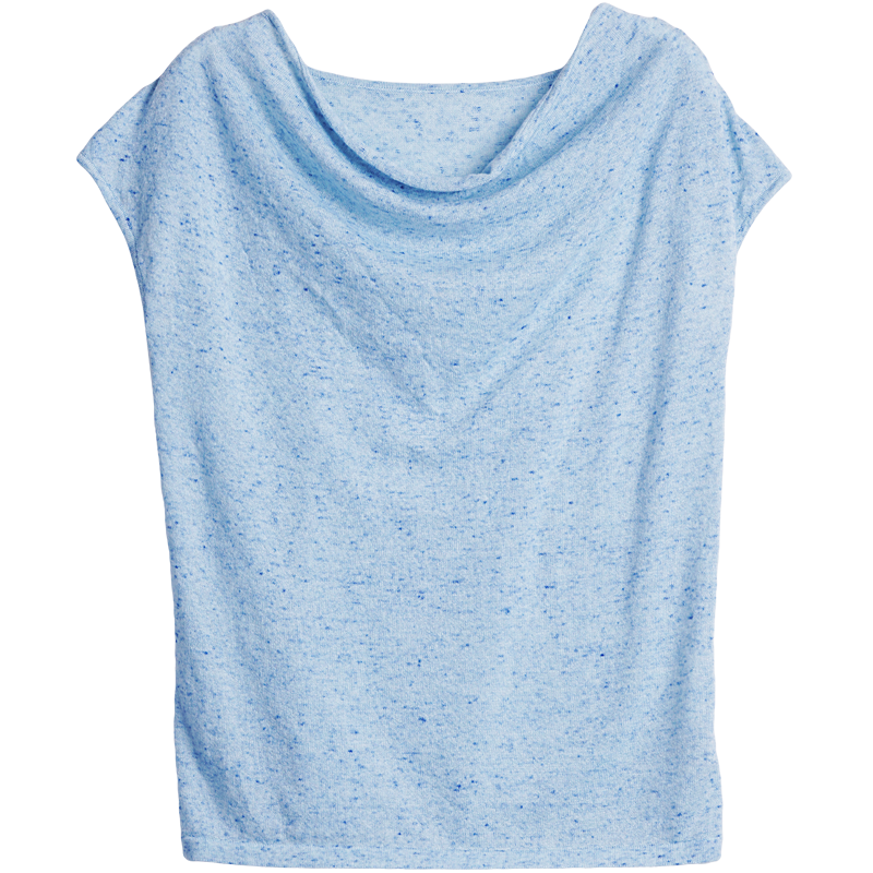 Olrain Summer New French Style Solid Color V-Neck Slim Fit Knit Top for Women Blue S