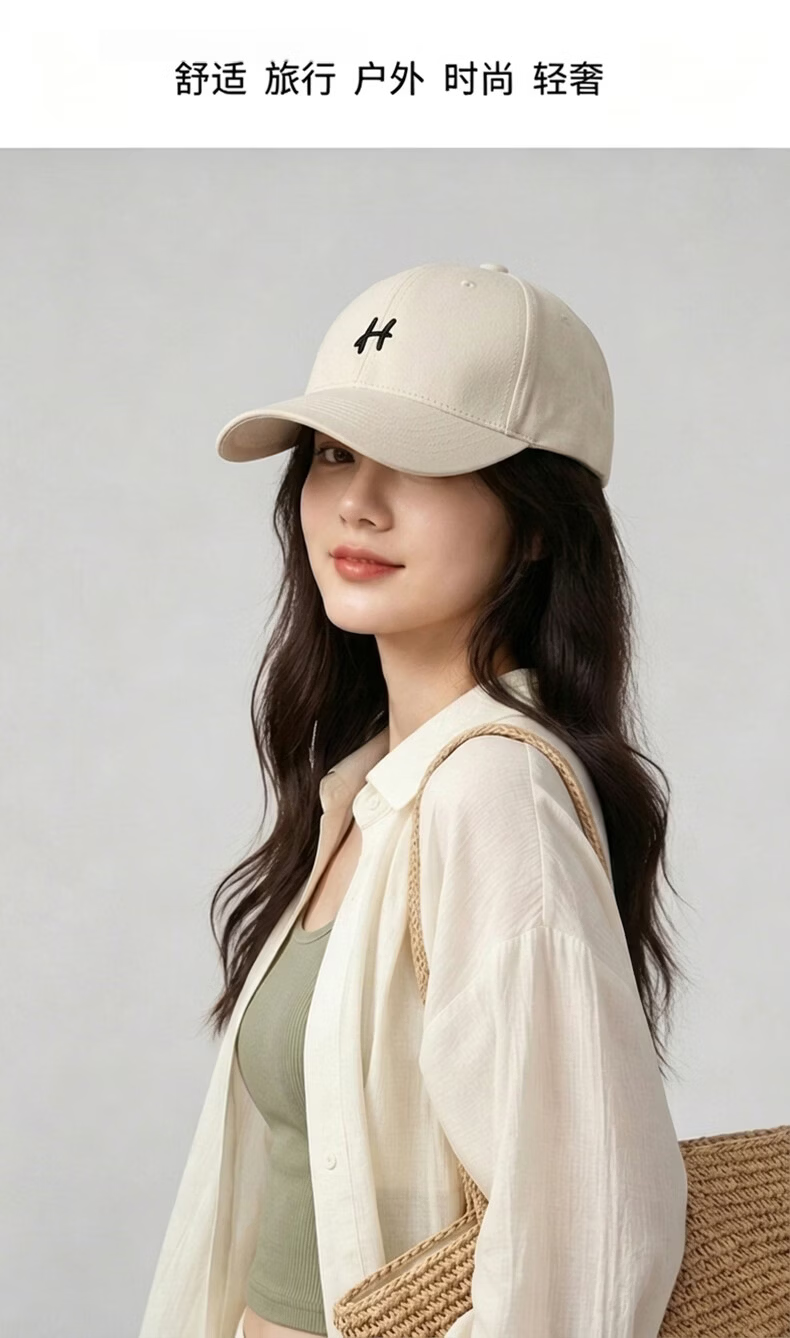 YUYULA Women's 2026 New Baseball Cap Casual Duckbill Hat Large Head Circumference Slimming Sunshade Sun Hat 1