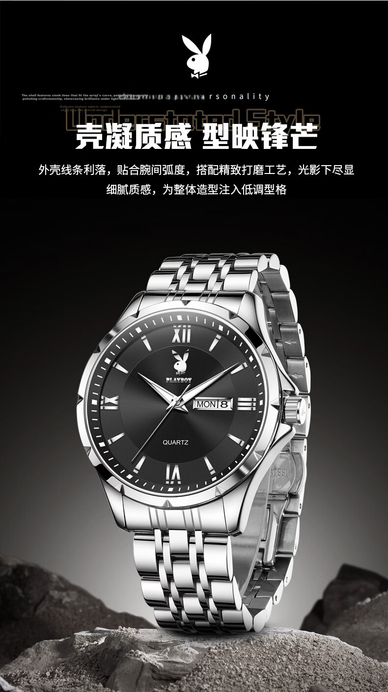 PLAYBOY Authentic Men's Fashion Minimalist Quartz Watch Waterproof Men's Watch 2026 New Model Top 10 Brand 5