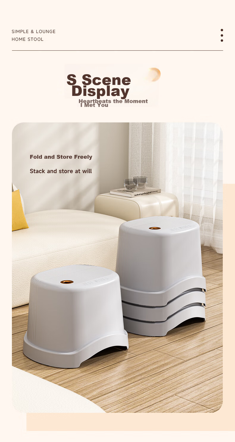 Baicaoyuan Small Plastic Stool, Thickened Children's Non-Slip Bath Stool, Living Room And Bathroom Low Stool for Home Use 21