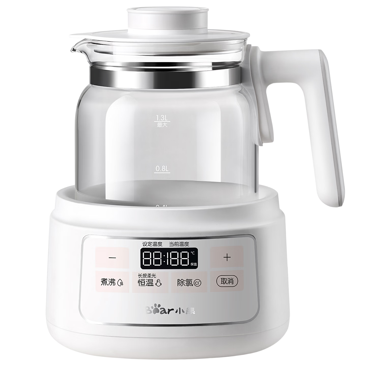 Bear Glass Temperature-Controlled Kettle Thermostatic Milk Warmer Baby-Grade Hot Water Kettle 1.3L