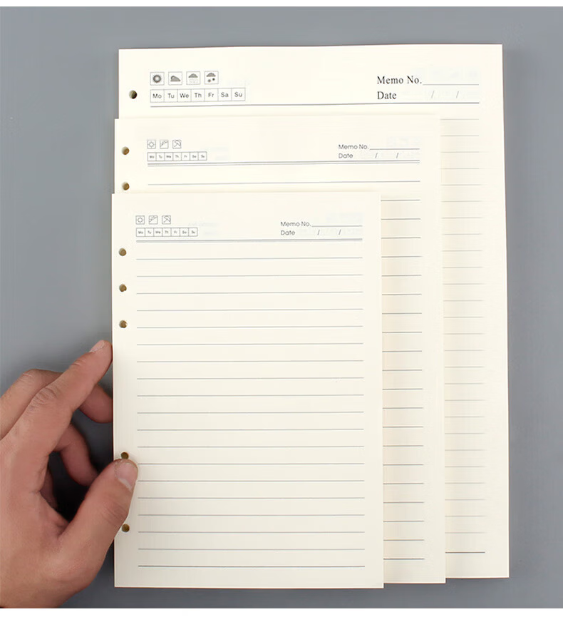 Xuchen Stationery A5 Loose Leaf Paper 6-Hole 100gsm 80 Sheets/160 Pages Refill Notebook Inner Pages Lined Thickened Replacement Core Memo Book 1 Pack Customizable 7