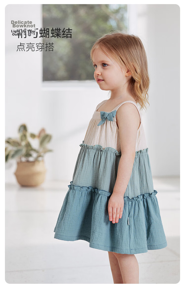 Babylove Baby Girl Summer Dress Pure Cotton Gauze French Style Cake Dress Infant Spliced Strap Dress Summer Wear 5