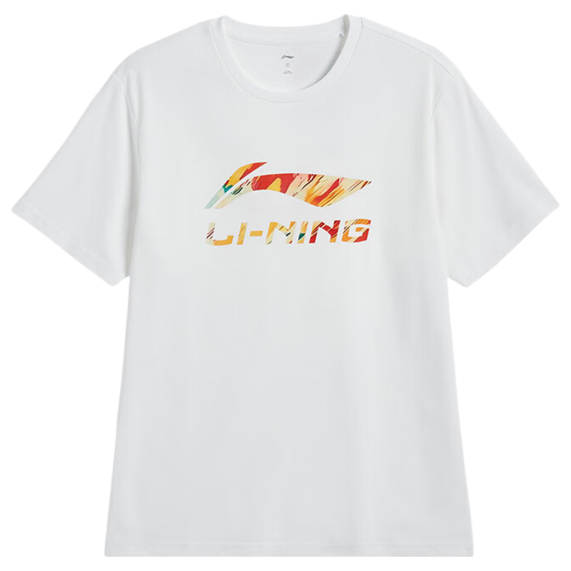 LI-NING Men's Breathable Comfortable Loose Fit Sports T-Shirt Crew Neck Large Logo Casual Basic Short Sleeve Top