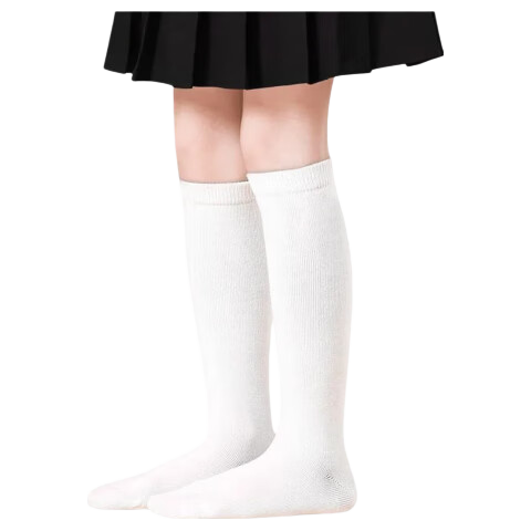 Zhiyouban Children's Mid-Calf Socks, Girls' High Socks for Spring, Autumn And Summer, Black Long Socks for Girls, White Versatile School Uniform Cotton Socks for Students