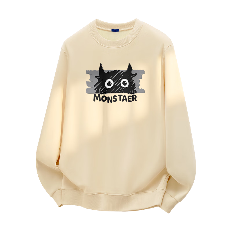 GENIOLAMODE Semir Group Men's Fleece Hoodie Winter Thickened Crewneck Youth Boys Winter Clothing Light Beige 2XL