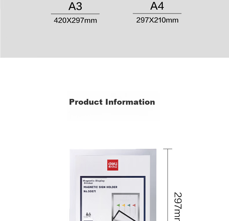 Deli A3 Magnetic Display Holder Business License Frame Document Frame Original Certificate Protector Notice Board Sticker TF110 14
