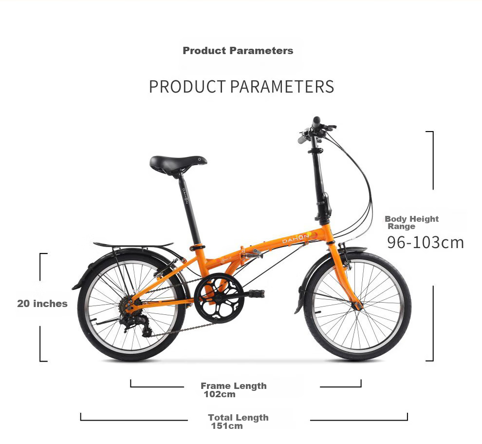 DAHON Folding Bicycle, 20-Inch Ultra-Light, 6-Speed Commuter Folding Bike HAT061, Orange 3