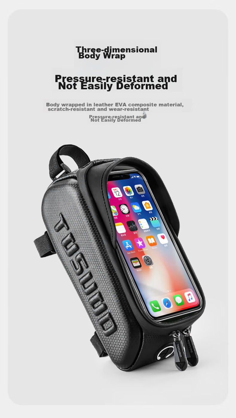 TOSUOD Bicycle Front Frame Bag Phone Tool Storage Bag Mountain Road Bike Top Tube Bag Cycling Gear 2.0L 6