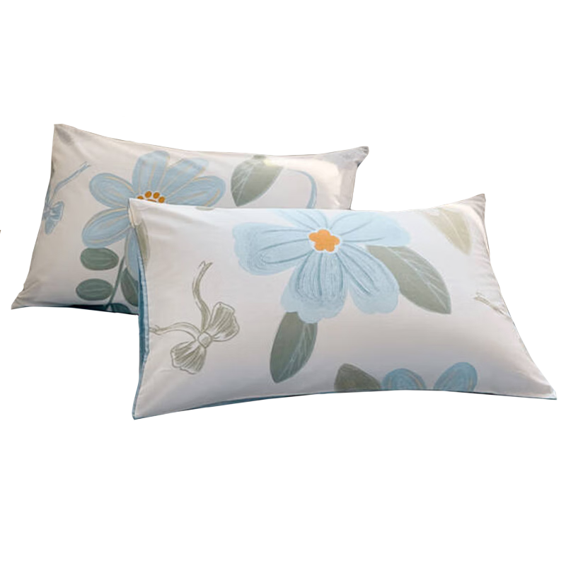 Grace Class A Pure Cotton 7A Antibacterial Pillowcase Set of Two, Thickened Printed Pillow Cover, Yu Mo Hua Kai 48*74cm
