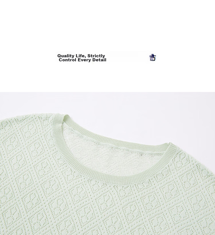 Demana Women's Spring Lazy Style Hollow Jacquard Knit Sweater with Mulberry Silk and Wool, Front Short Back Long 12