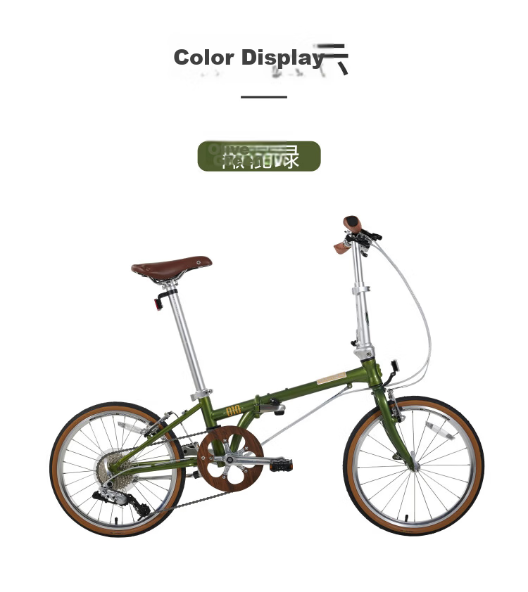 DAHON D10 Folding Bicycle, 20-Inch, 10-Speed, Adult Retro Bike HAC003, Olive Gree 13