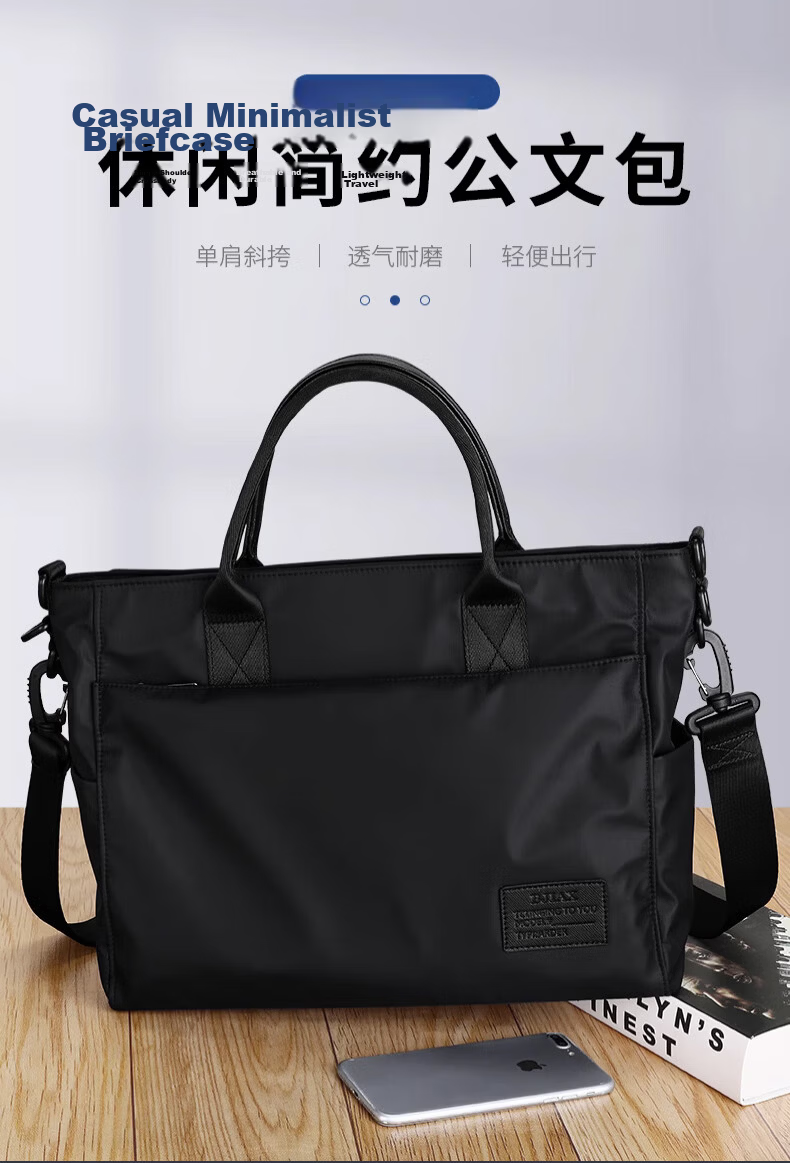 BJIAX Business Briefcase Men Large Capacity Shoulder Bag Korean Style Meeting Fashion 14-inch Laptop Bag Gift 1