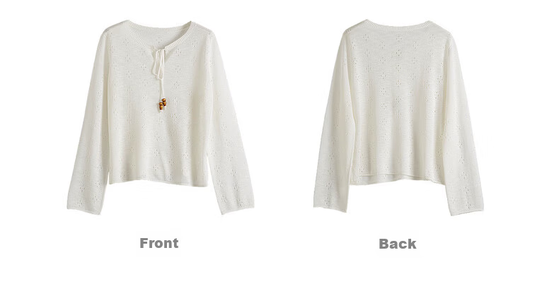 Sllsky Boshi Style Tencel Hollow Knit Summer 2026 New Loose Tie Round Neck Sun Protection Cover-up 22