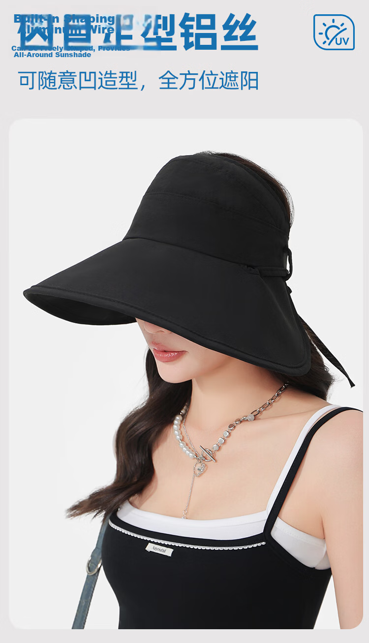 Romon Sun Protection Hat Half-Top UV Shield Face Cover Large Brim Adjustable Big Head Fisherman Cooling Duckbill Sun Hat 5